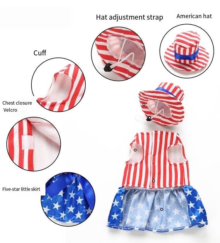 Patriotic Pet Costume With American Flag Design Include Top Hat